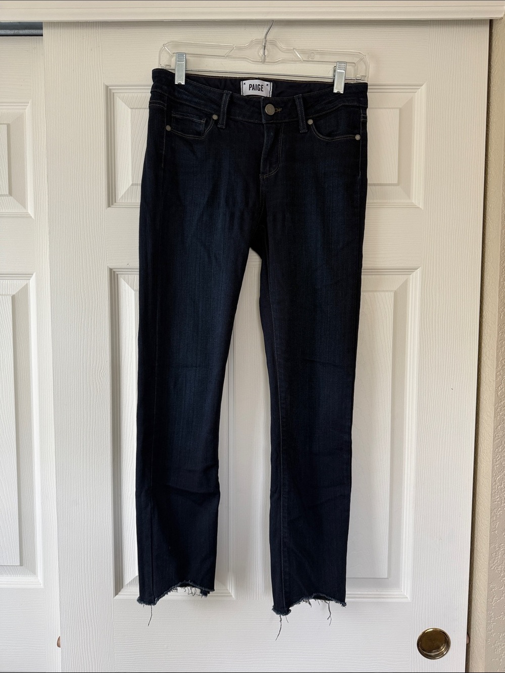 PAIGE Dark Blue Ankle-Cropped Skylines Skinny Jeans
